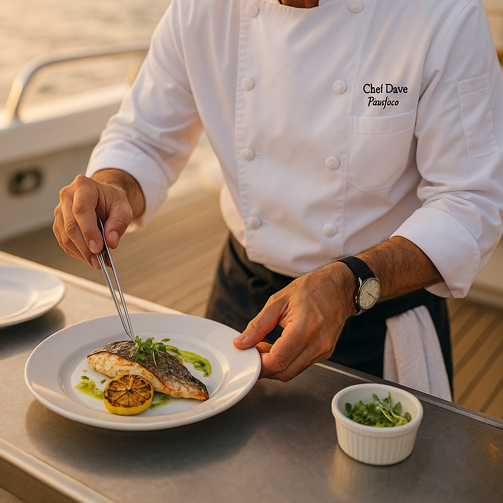 Mise en place detail for private dinner service